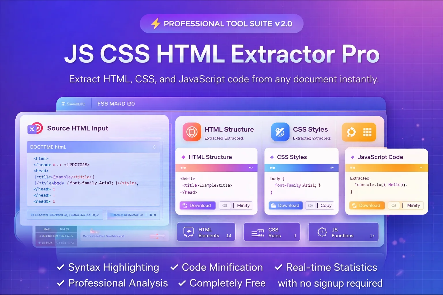 Js Css Html Extractor - Neksio Tool