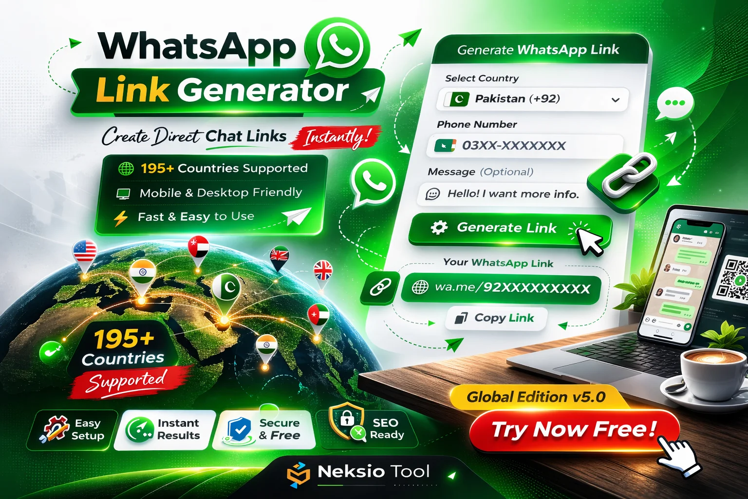 WhatsApp Link Generator whatsapp link - Neksio Tool
