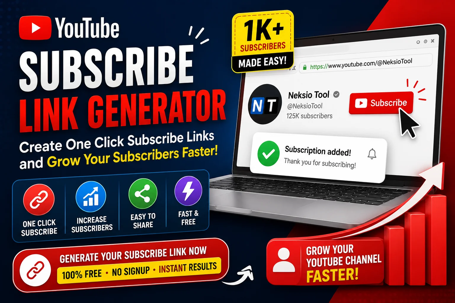 YouTube Subscribe Link Generator – Create One Click Subscribe Links Free