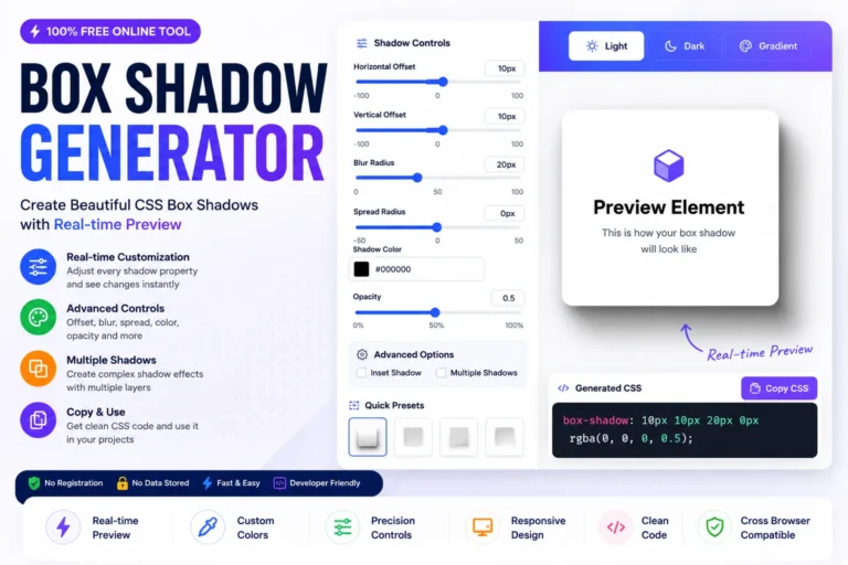 Box Shadow Generator – Create Beautiful CSS Box Shadows Online