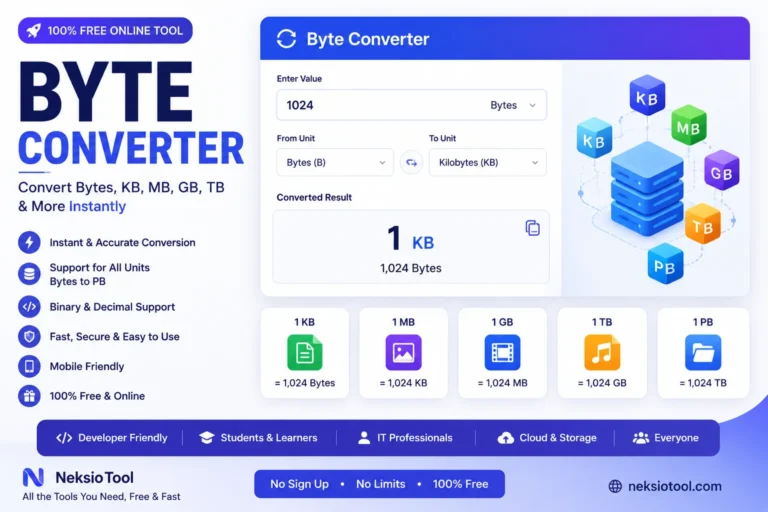 Byte Converter – Convert Bytes, KB, MB, GB & TB Online Free