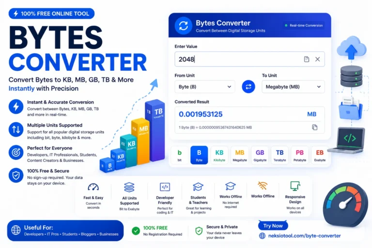 Bytes Converter  Instantly Convert Bytes, KB, MB, GB & TB
