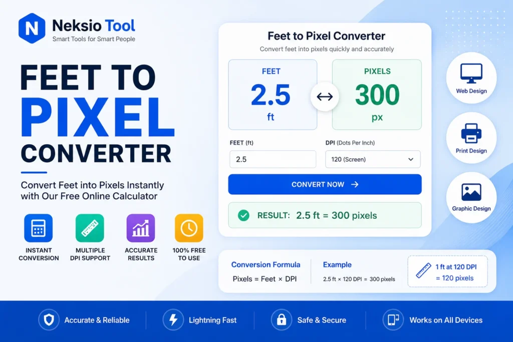 feet to pixel converter online
