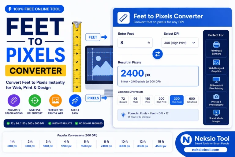 Feet to Pixels Converter – Convert Feet to Pixels Online