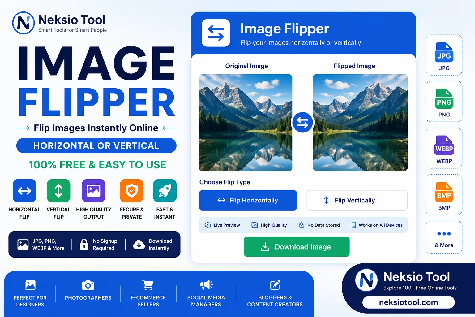 Image Flipper Tool Interface for Flipping Images Online
