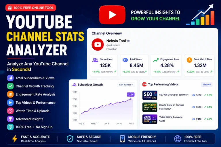 YouTube Channel Stats Analyzer – Analyze Subscribers, Views & Channel Growth Free